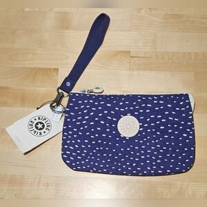 Kipling Navy and White Dotted Wristlet